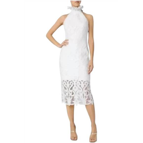 NEW MILLY bridget guipure lace midi dress in white